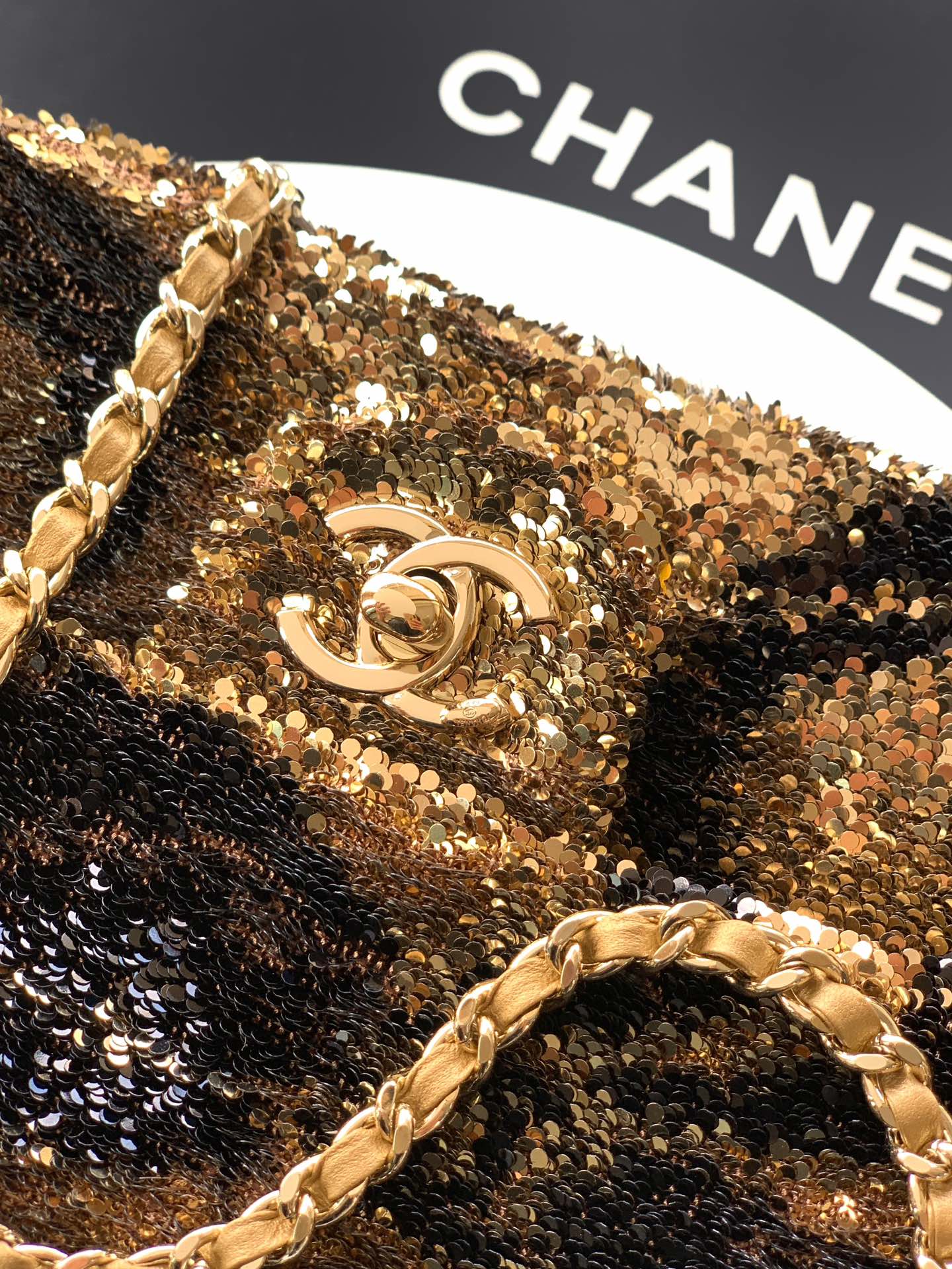 Chanel Clutch Bag Gold 20cm-l-s