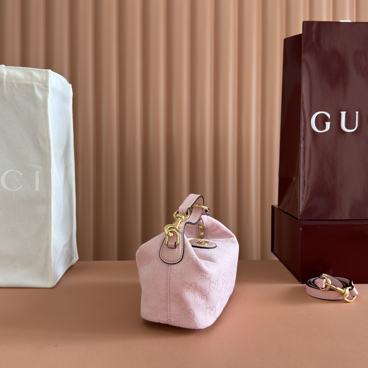 Gucci Tote Bag Canvas Brown Foldable