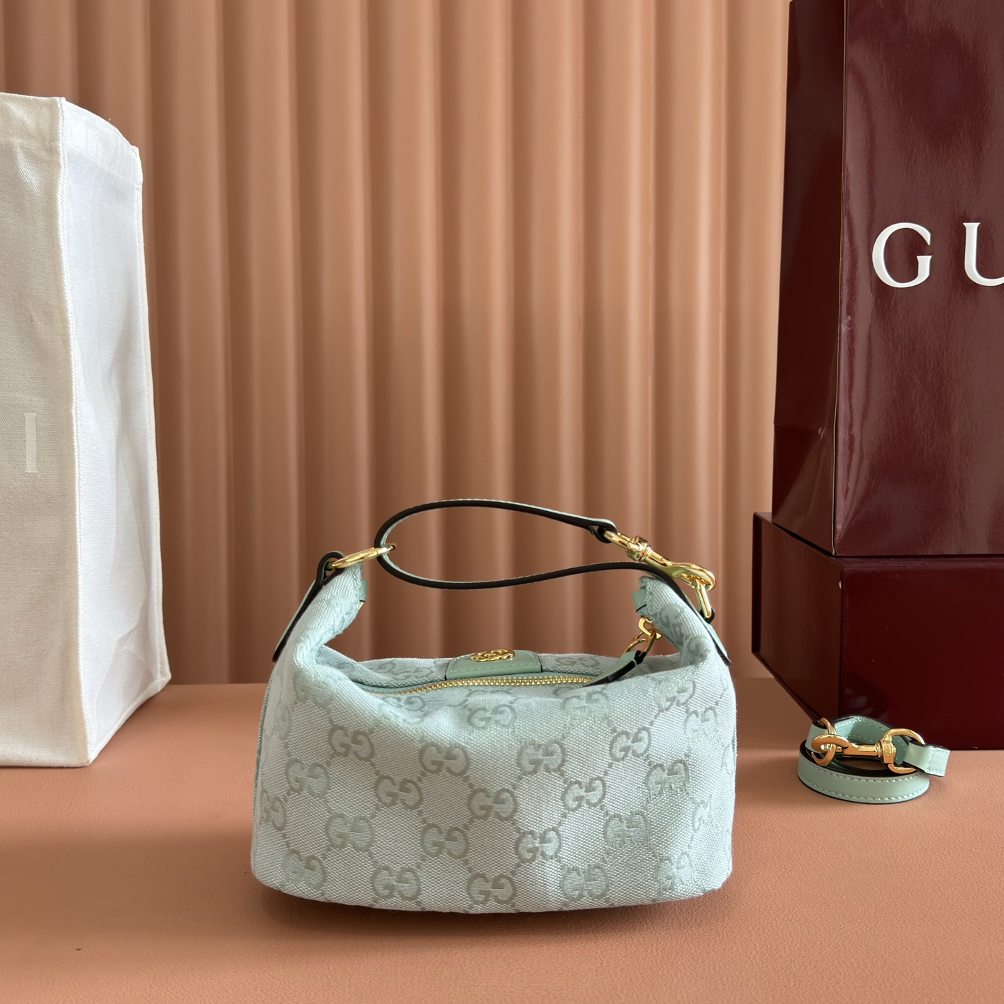 Gucci Tote Bag Canvas Brown Foldable