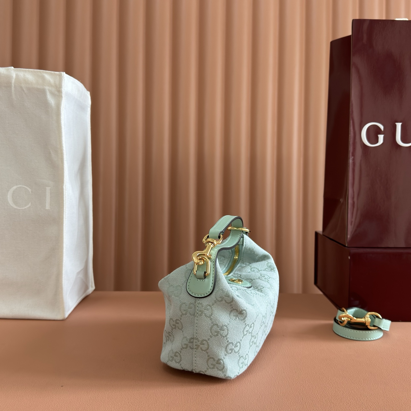 Gucci Tote Bag Canvas Brown Foldable