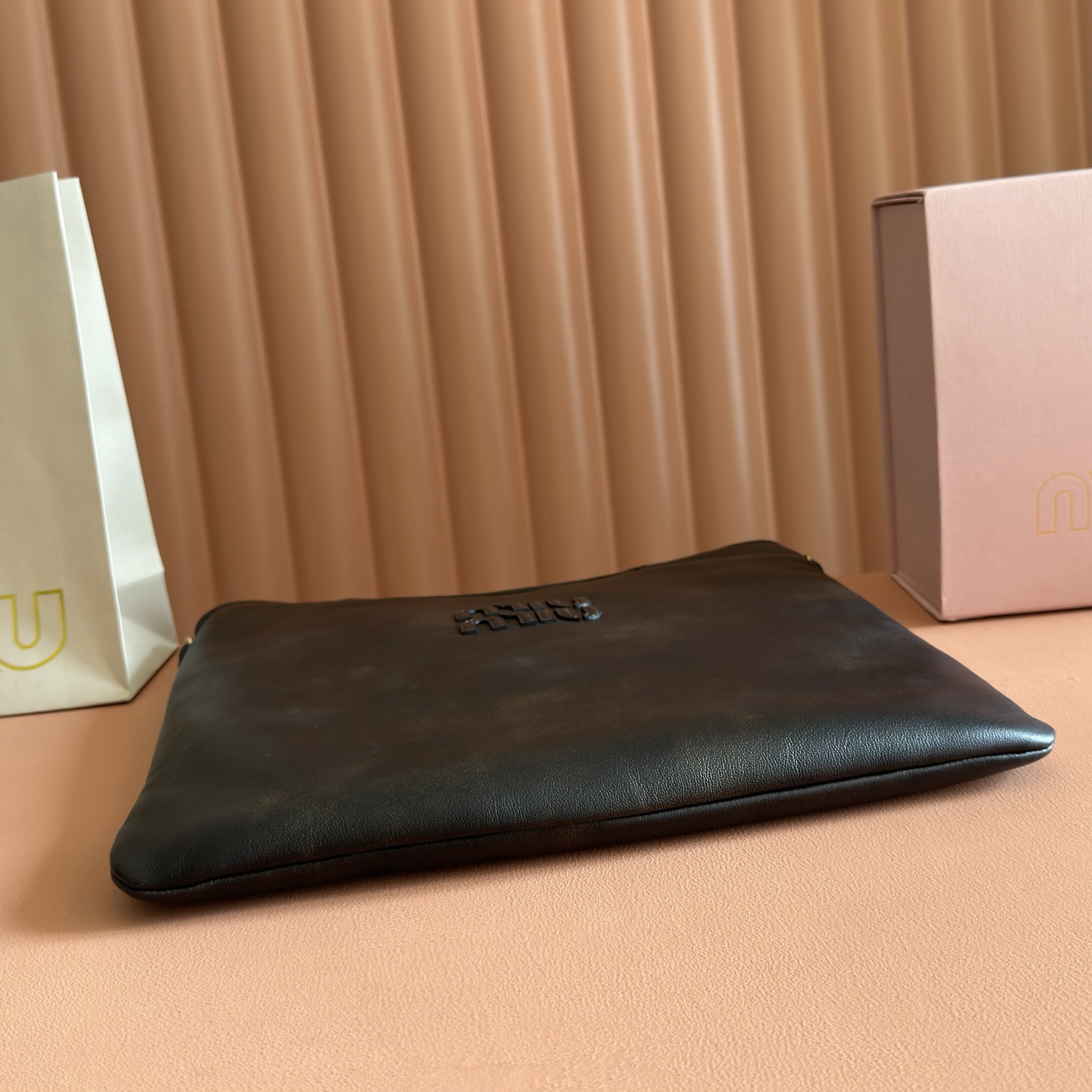 Miu Miu Female Tote Bag Cow Leather Gold M-40cm