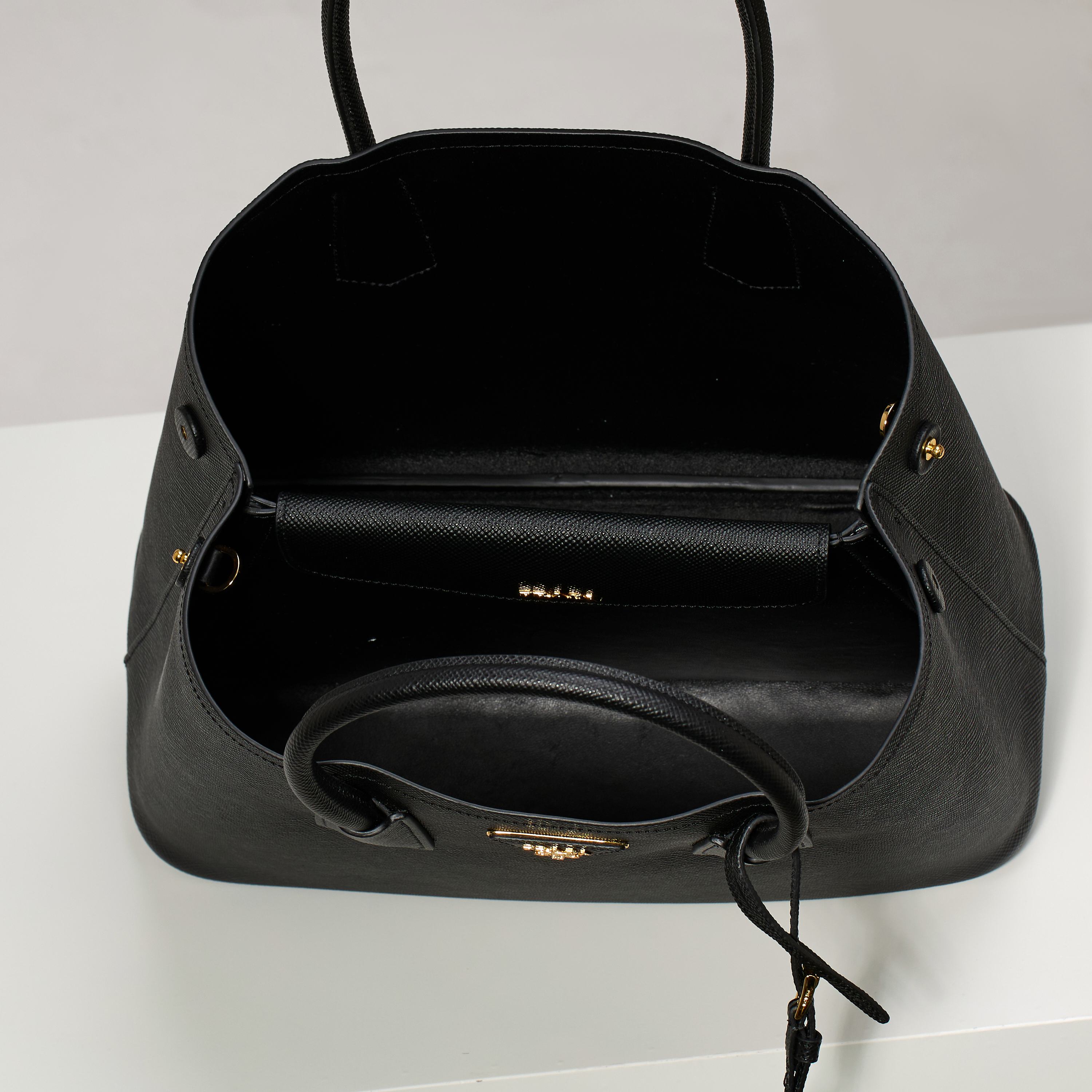 Prada Tote Bag Cow Leather Black 33cm-14cm