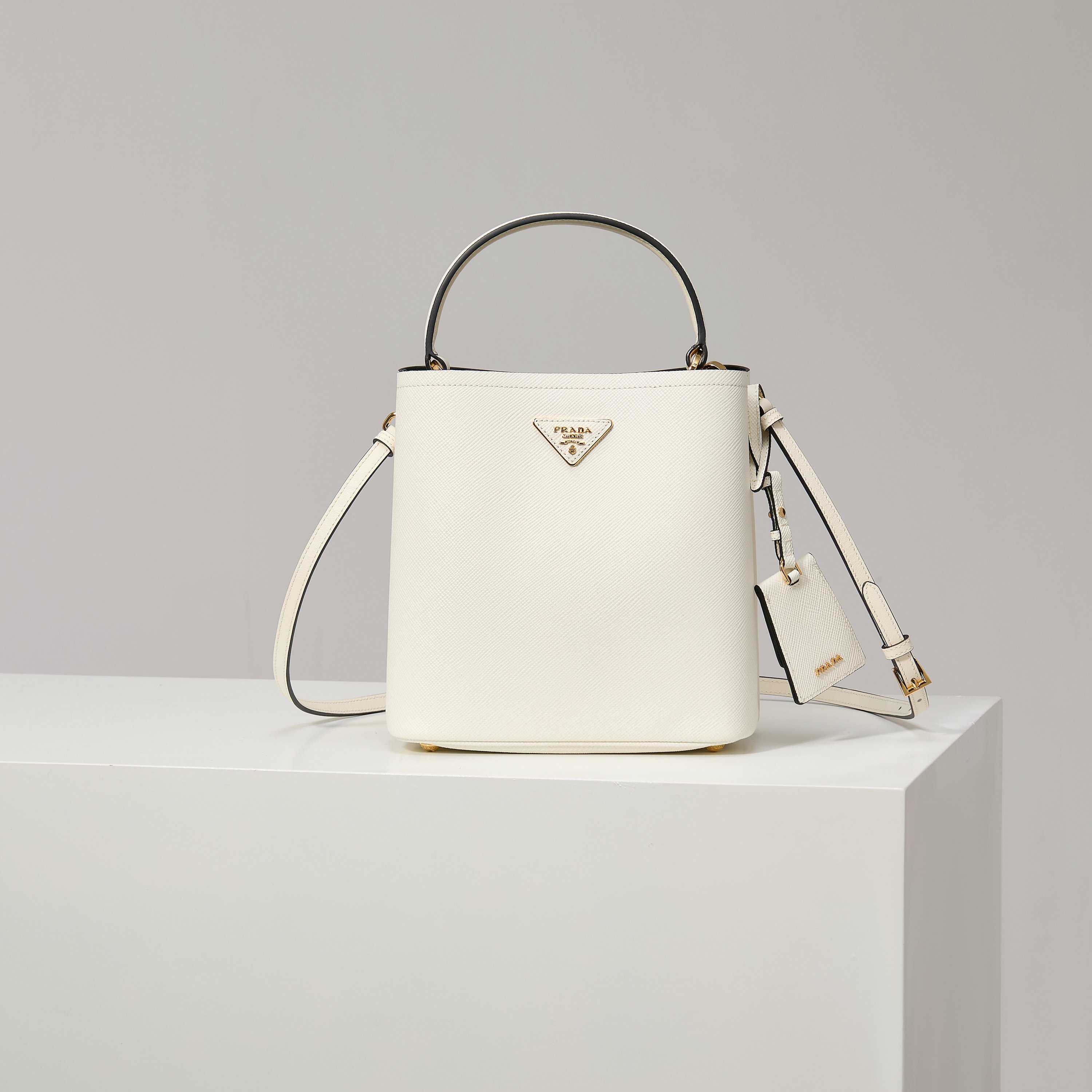 Prada Bucket Bag Sheepskin White 13cm-s