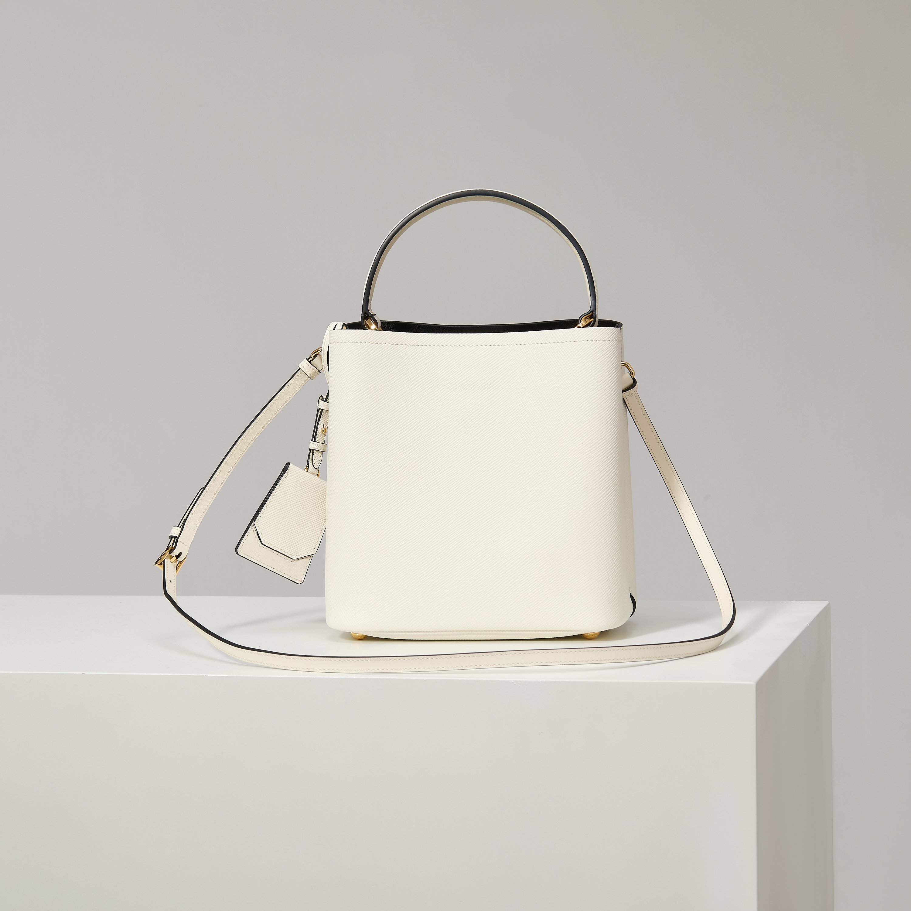Prada Bucket Bag Sheepskin White 13cm-s