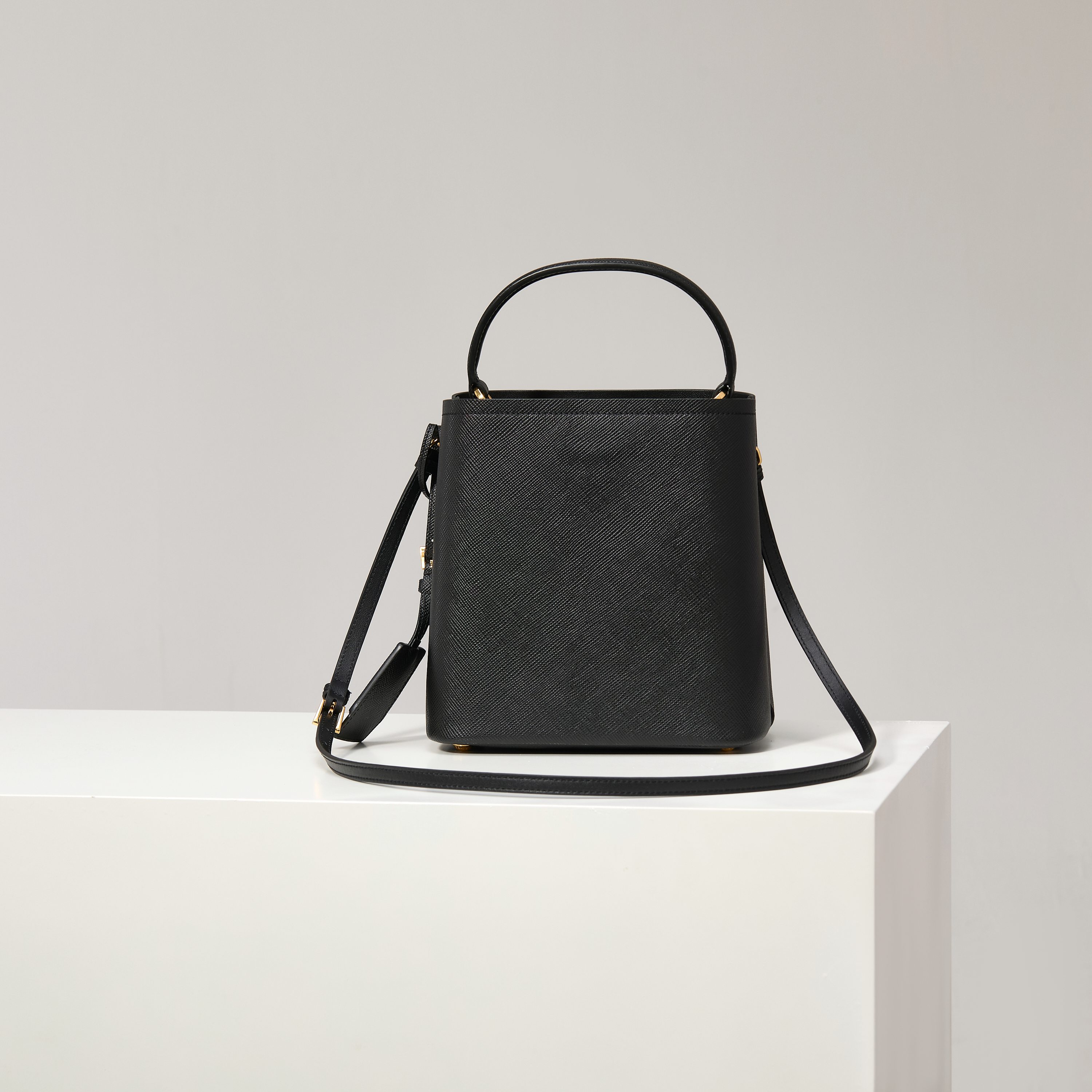 Prada Bucket Bag Sheepskin Black 13cm-s