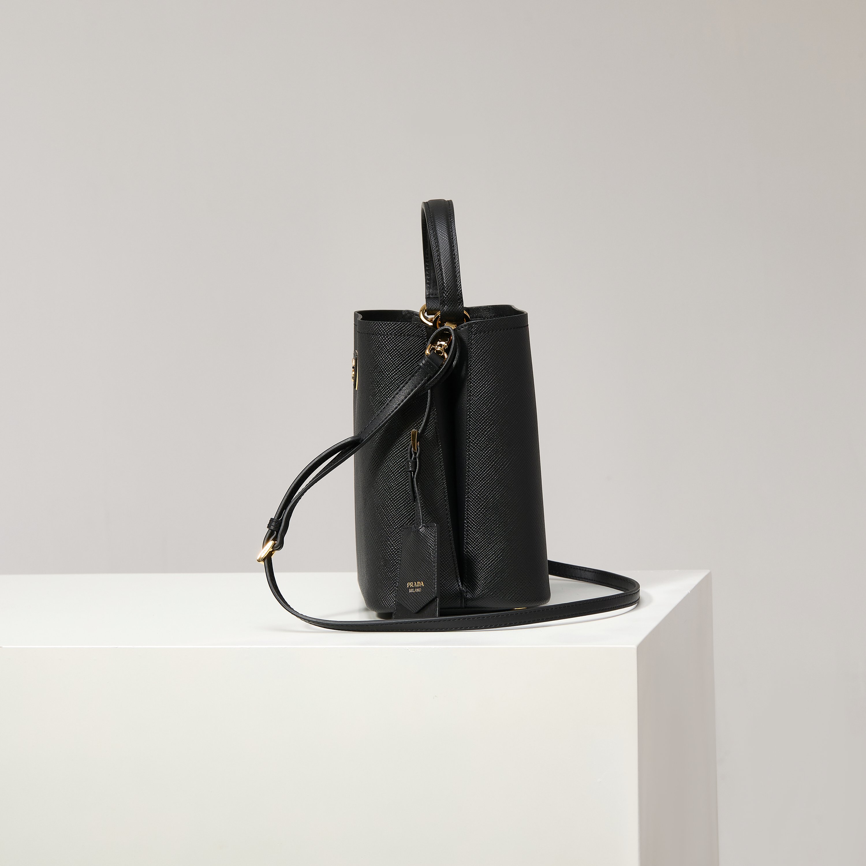 Prada Bucket Bag Sheepskin Black 13cm-s