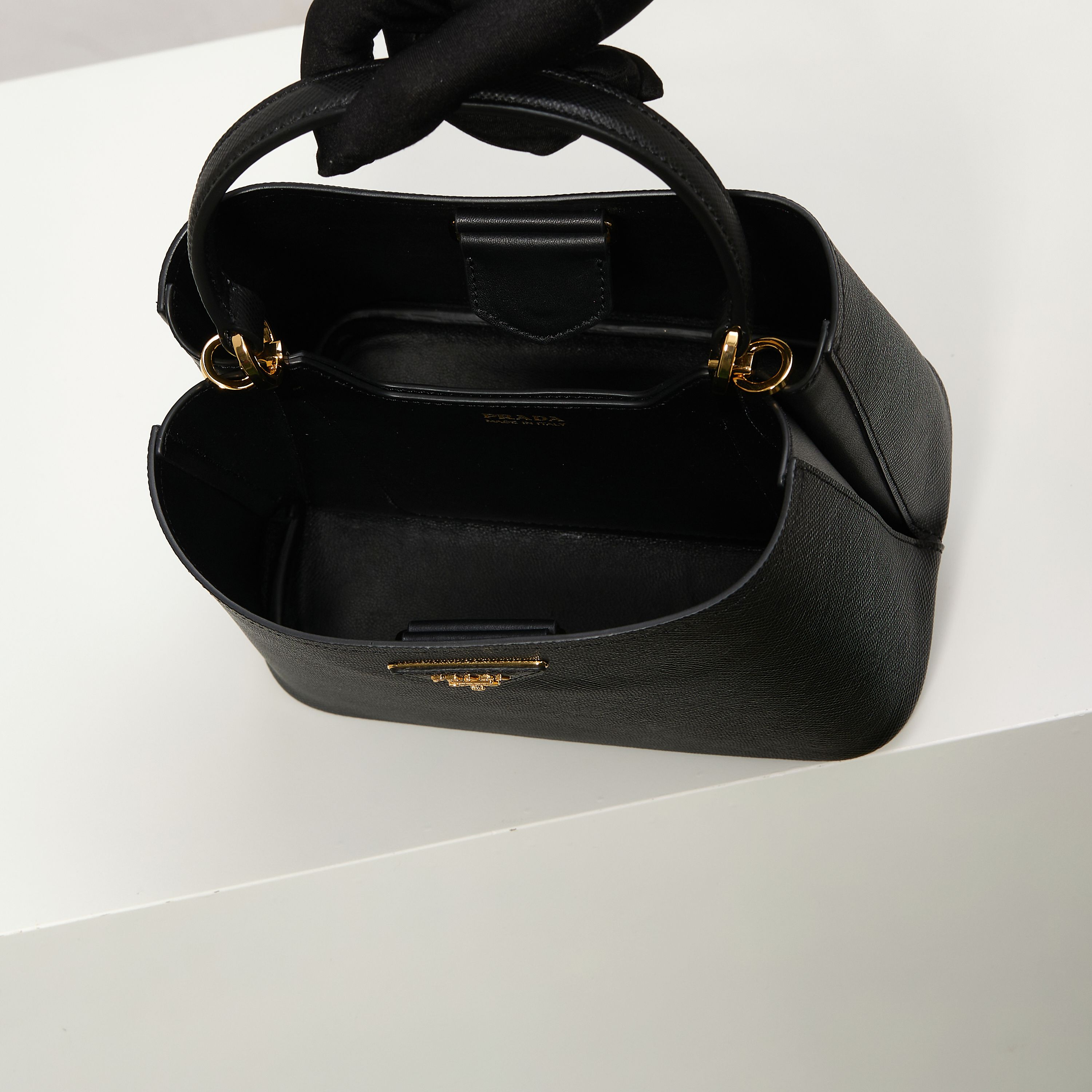 Prada Bucket Bag Sheepskin Black 13cm-s