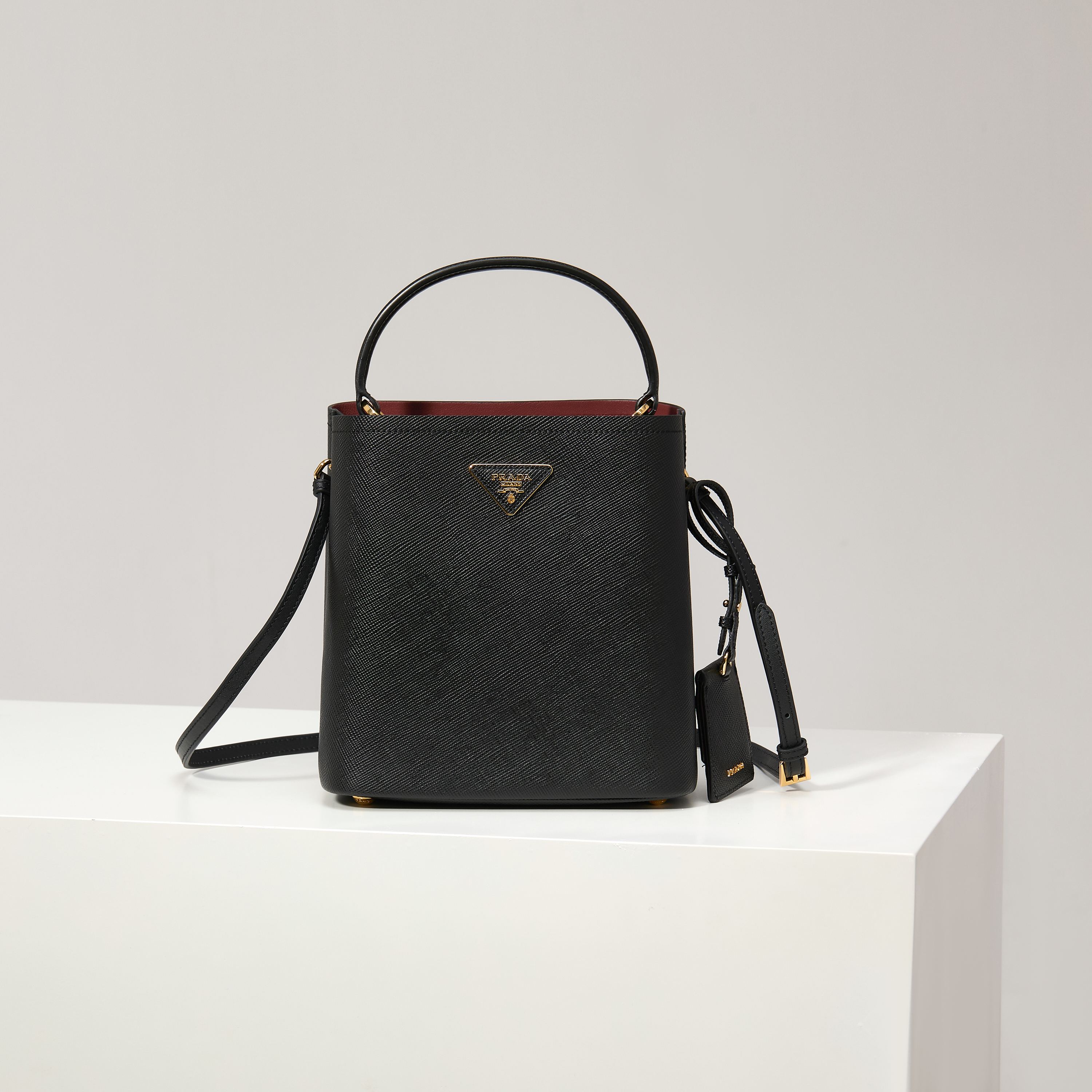 Prada Bucket Bag Sheepskin Black 13cm-s