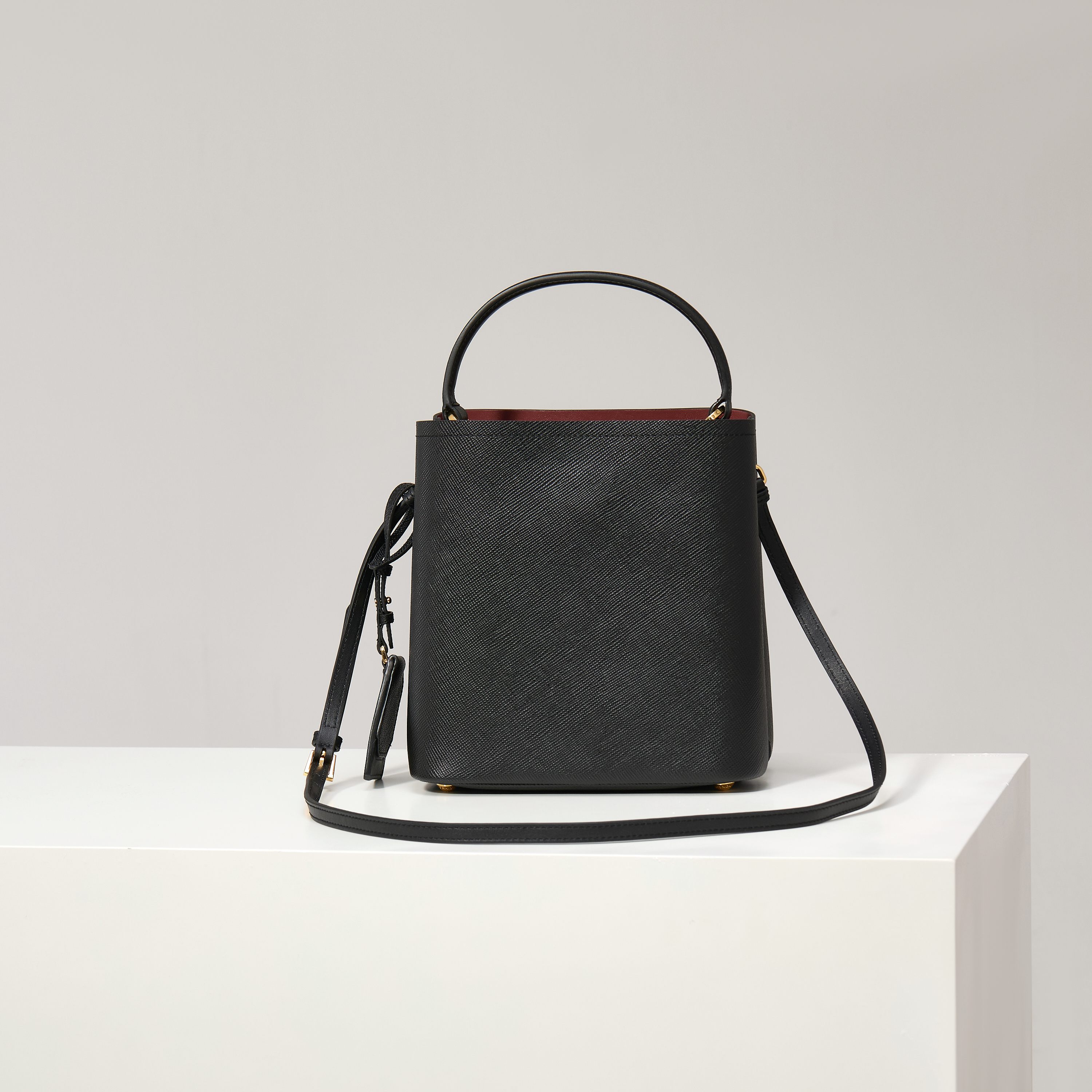 Prada Bucket Bag Sheepskin Black 13cm-s