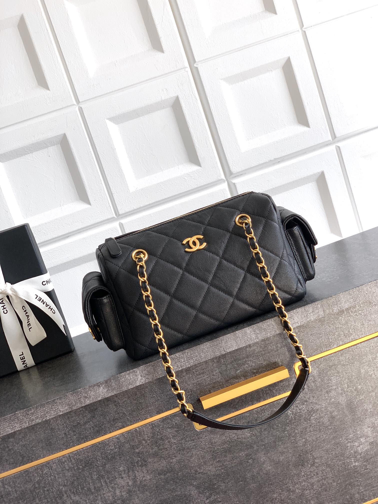Chanel Basic Bag Cow Leather Black L