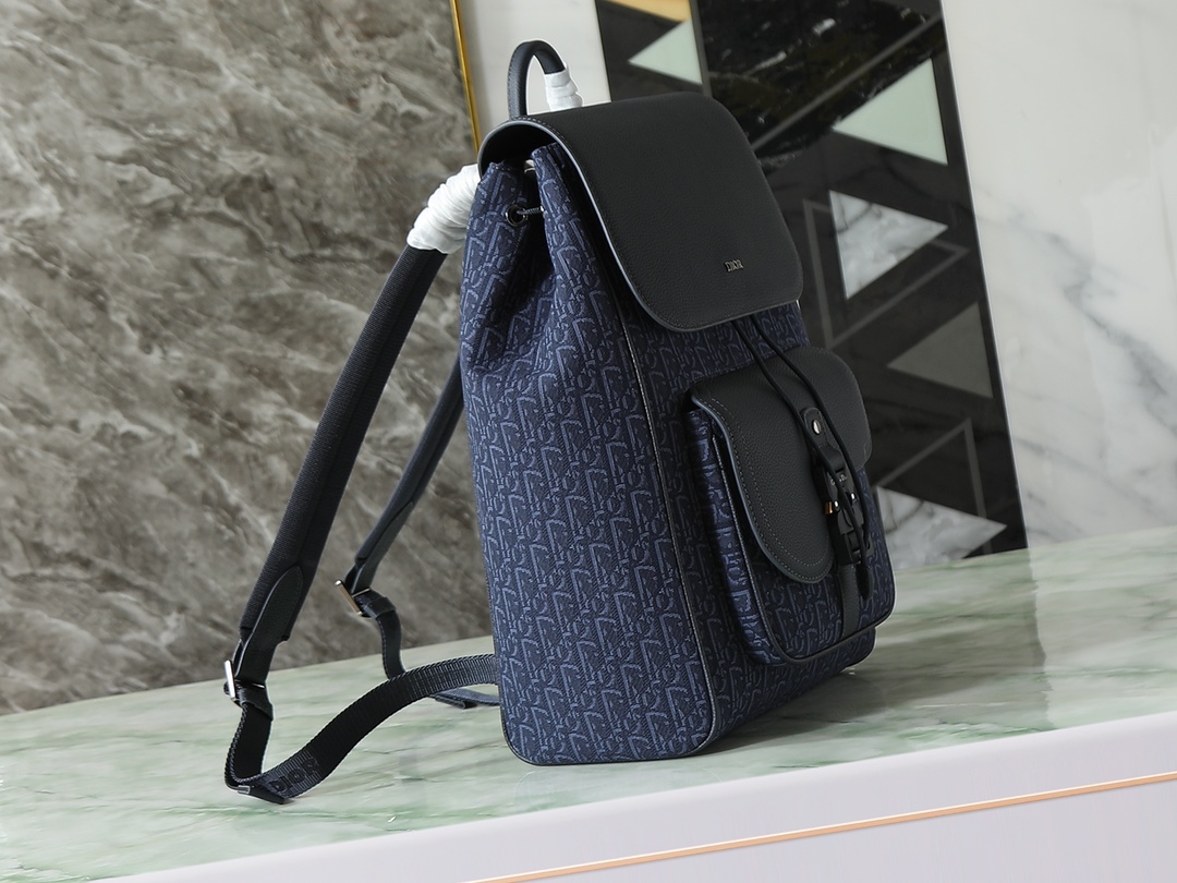 Dior Shoulder Bag Cow Leather Blue M-l-s