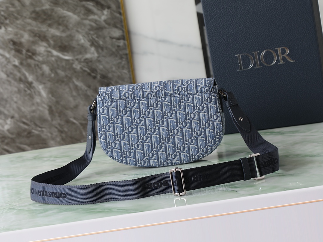 Dior Messenger Bag Cow Leather Blue L-s