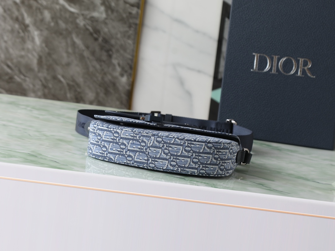 Dior Messenger Bag Cow Leather Blue L-s