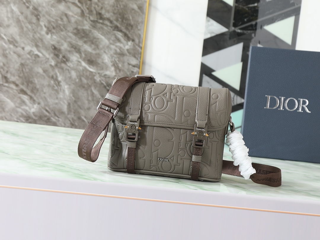 Dior Messenger Bag Cow Leather Gray L-s-333l