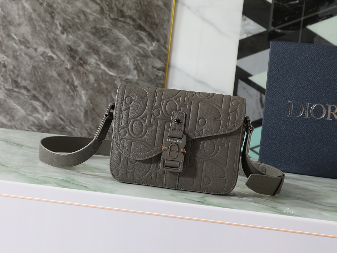 Dior Messenger Bag Cow Leather Gray 049l-l