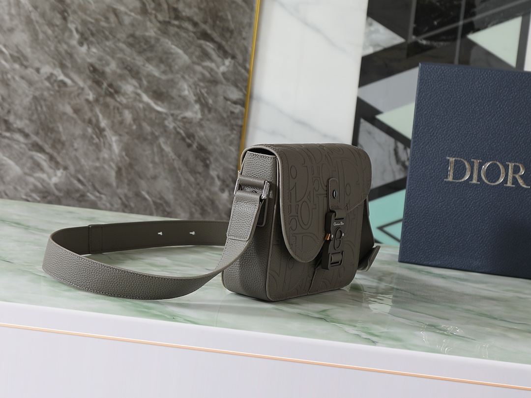 Dior Messenger Bag Cow Leather Gray 049l-l