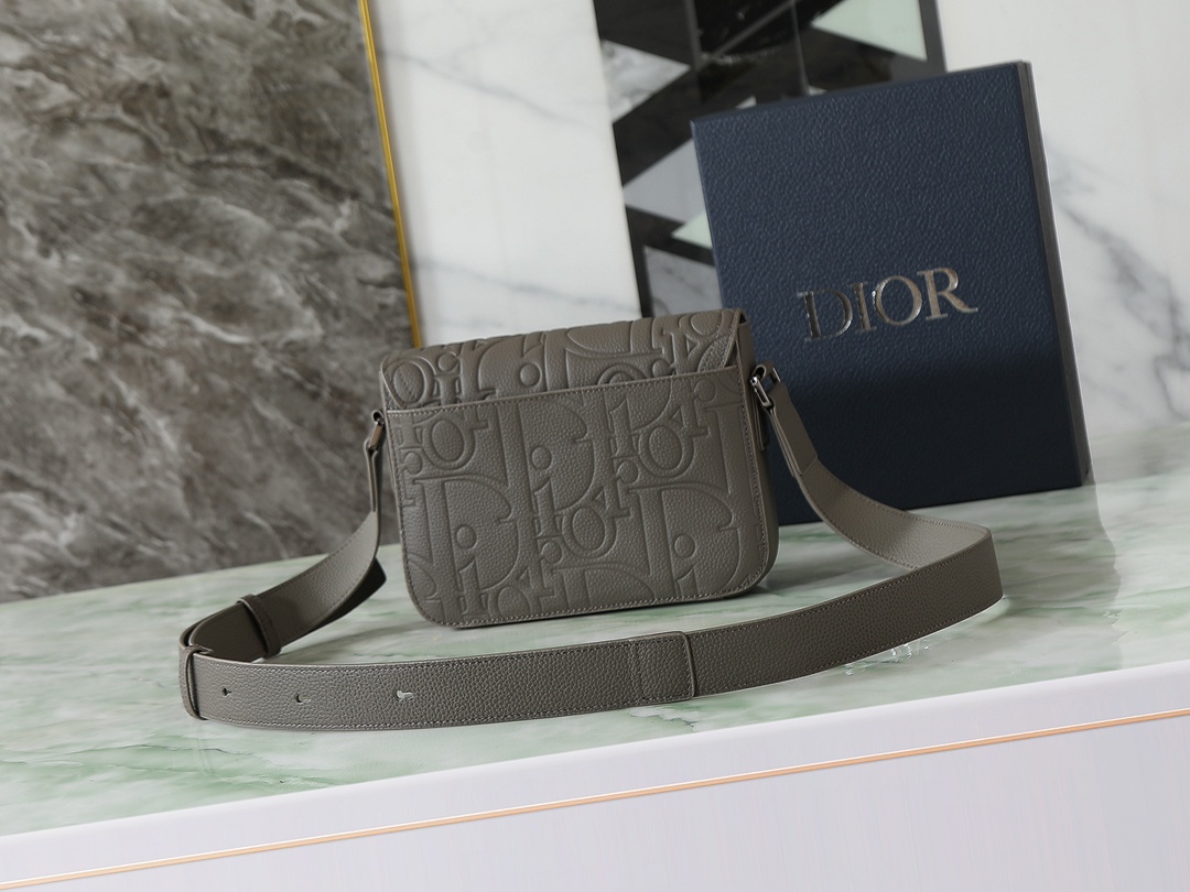 Dior Messenger Bag Cow Leather Gray 049l-l