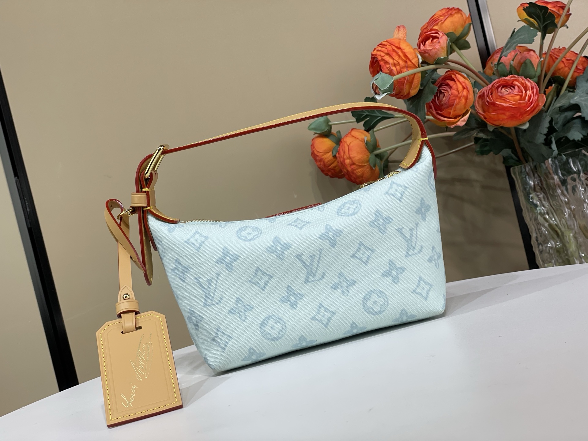 Louis Vuitton Basic Bag Cow Leather Blue M-l-s