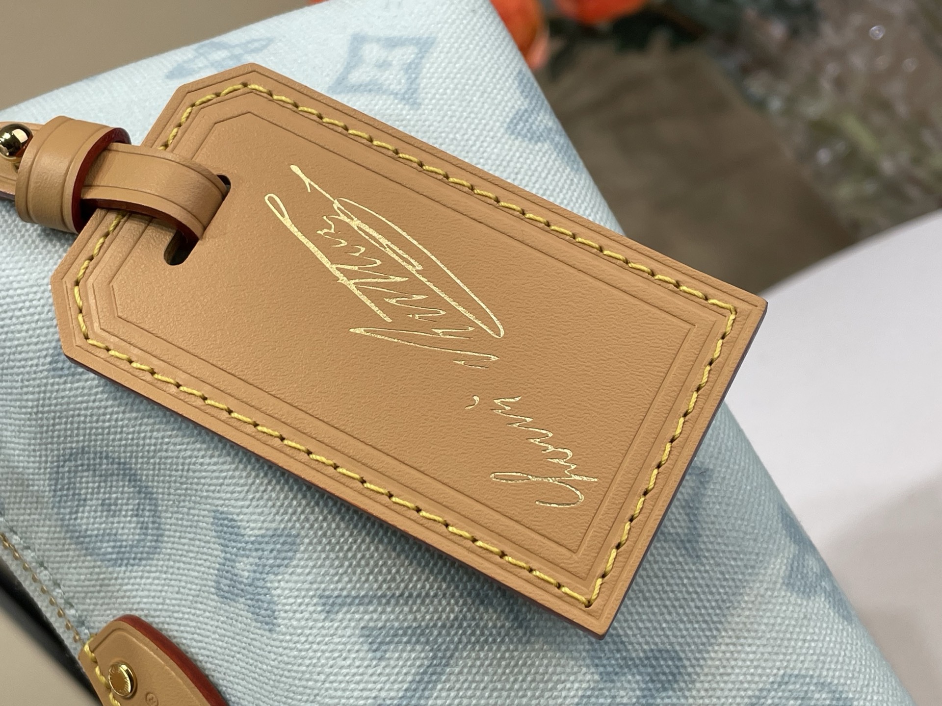 Louis Vuitton Basic Bag Cow Leather Blue M-l-s