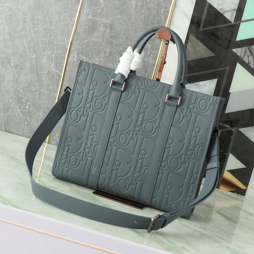 Dior Basic Bag Cow Leather Gray Foldable L-s-242l