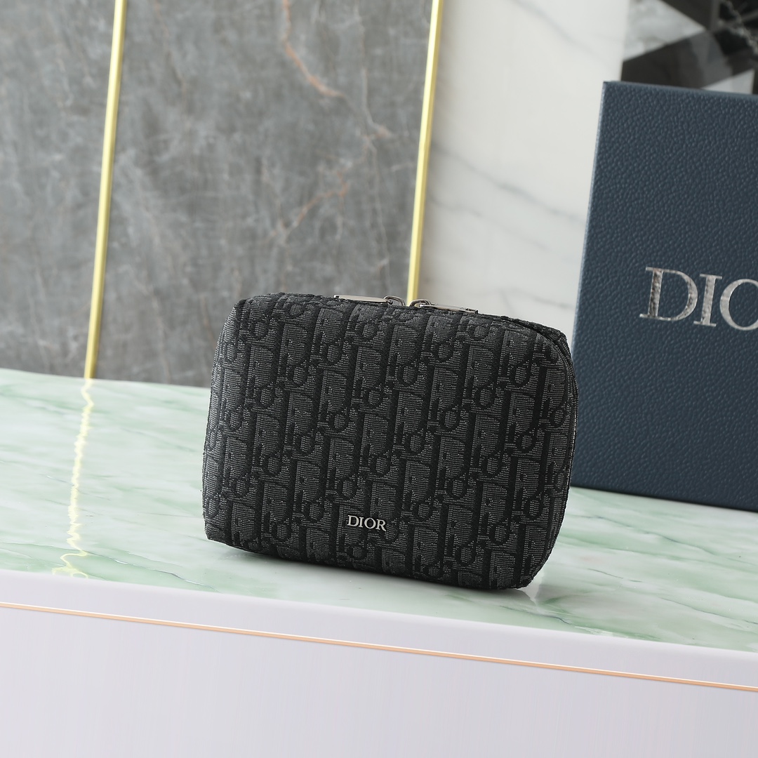 Dior Clutch Bag Cow Leather Black L-s