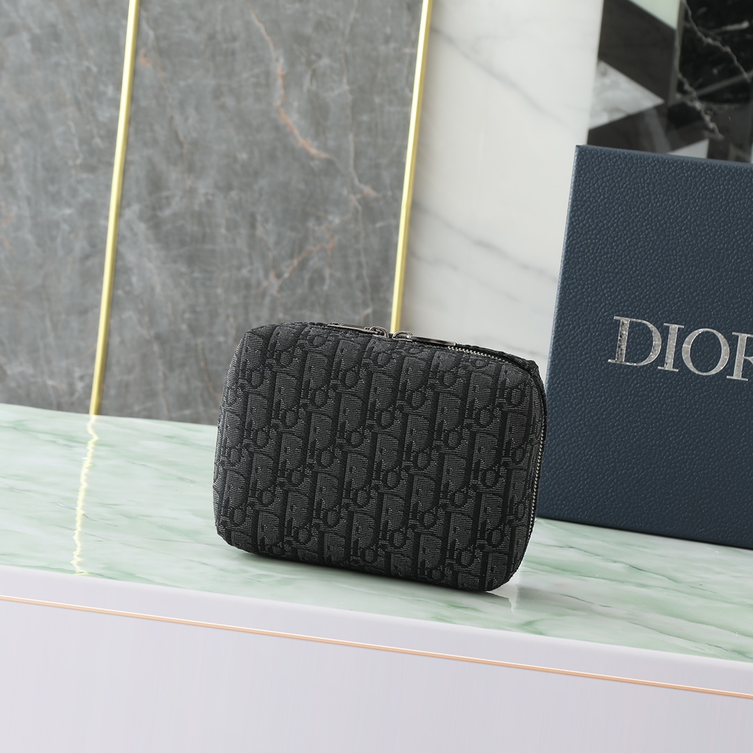 Dior Clutch Bag Cow Leather Black L-s