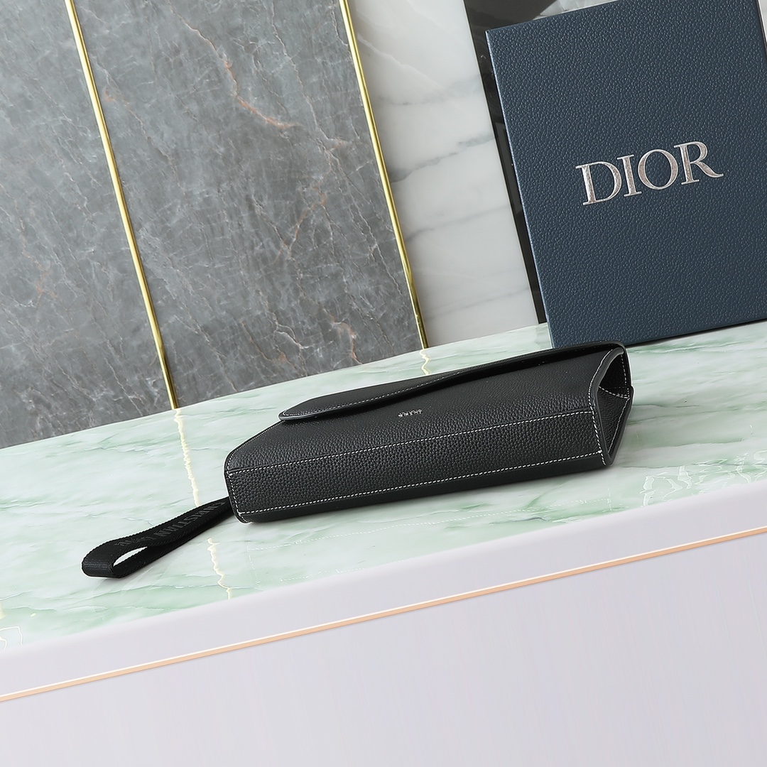 Dior Clutch Bag Cow Leather Black S
