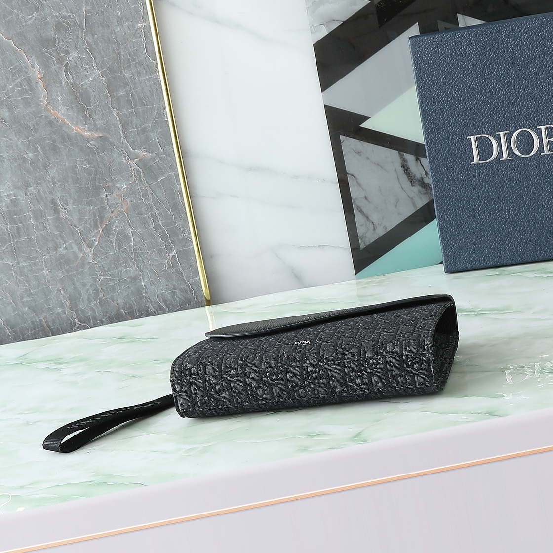 Dior Clutch Bag Cow Leather Black L-s