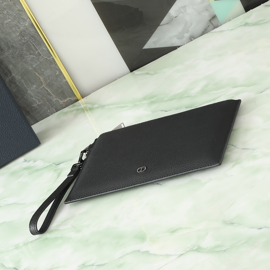 Dior Clutch Bag Cow Leather Black S