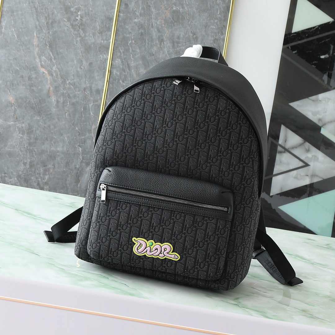 Dior Shoulder Bag Cow Leather Black L-s