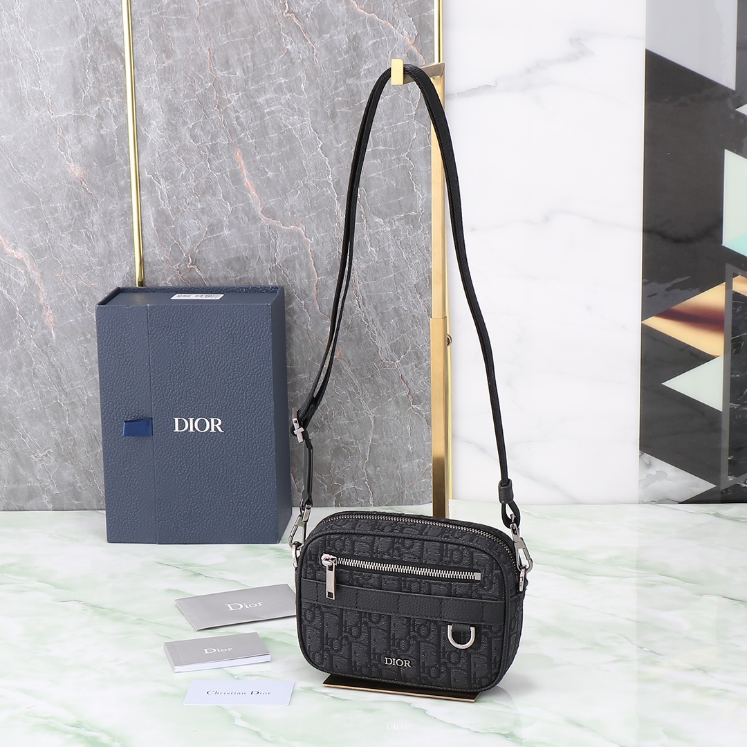 Dior Messenger Bag Cow Leather Black Mini Size L-s