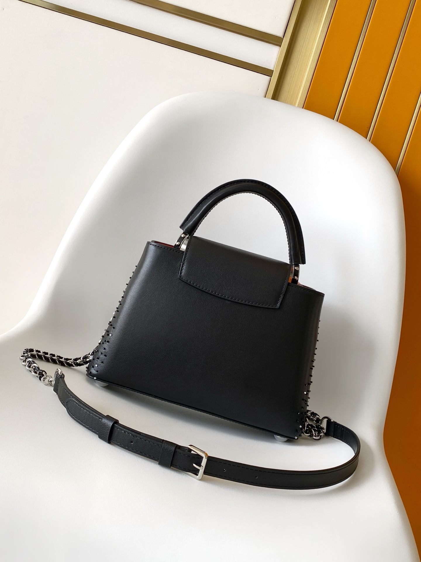 Louis Vuitton Basic Bag Cow Leather Black M-s