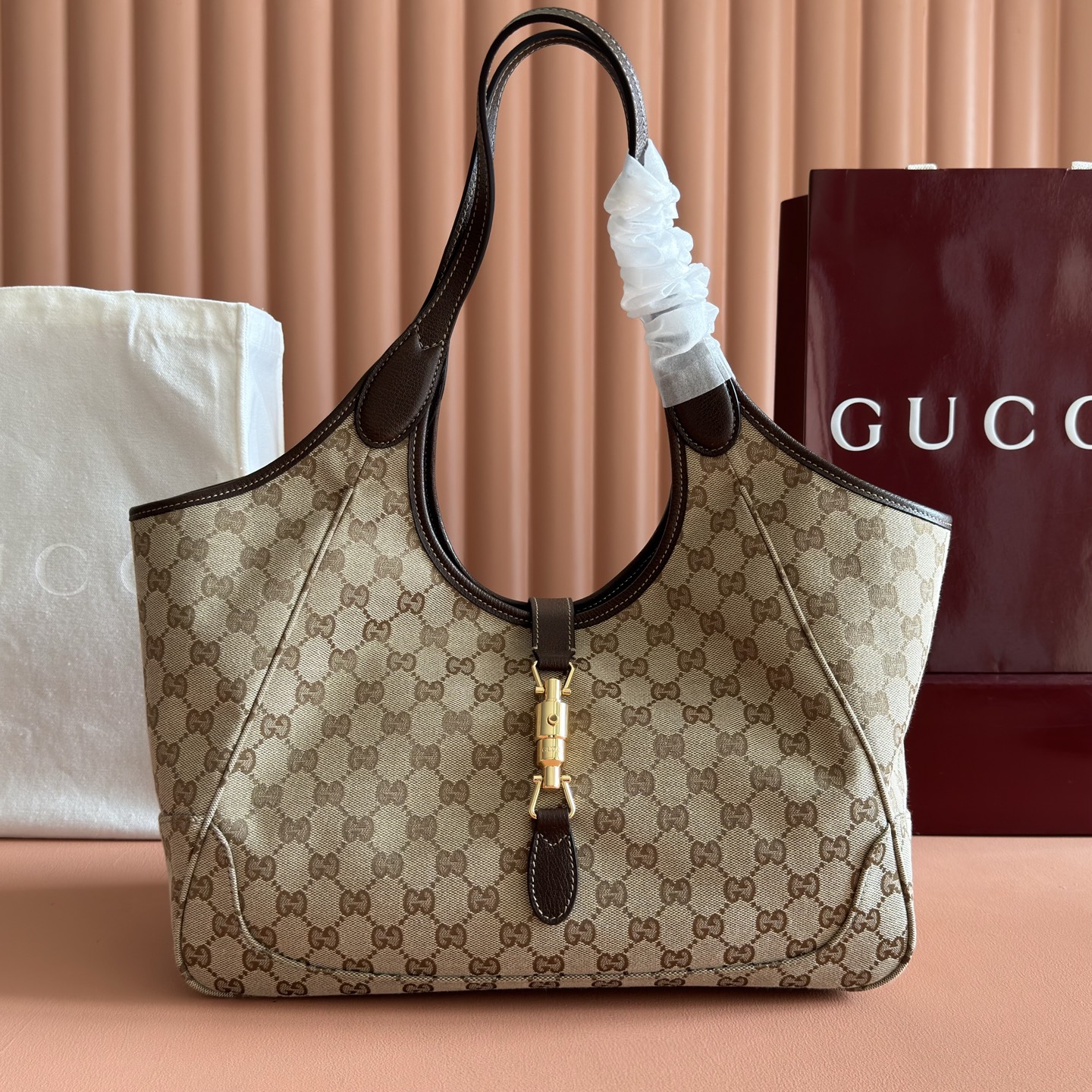 Gucci Tote Bag Canvas Brown