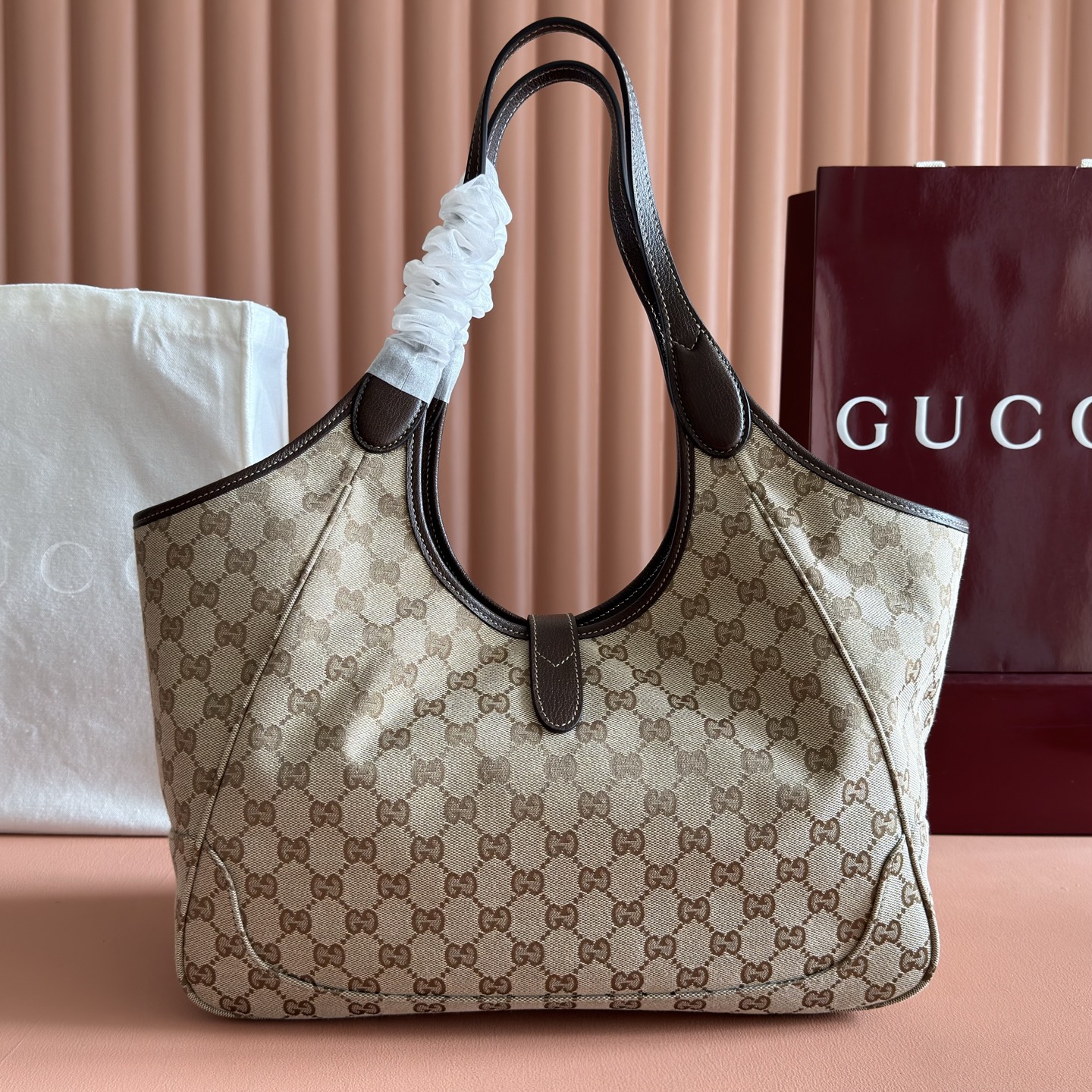 Gucci Tote Bag Canvas Brown