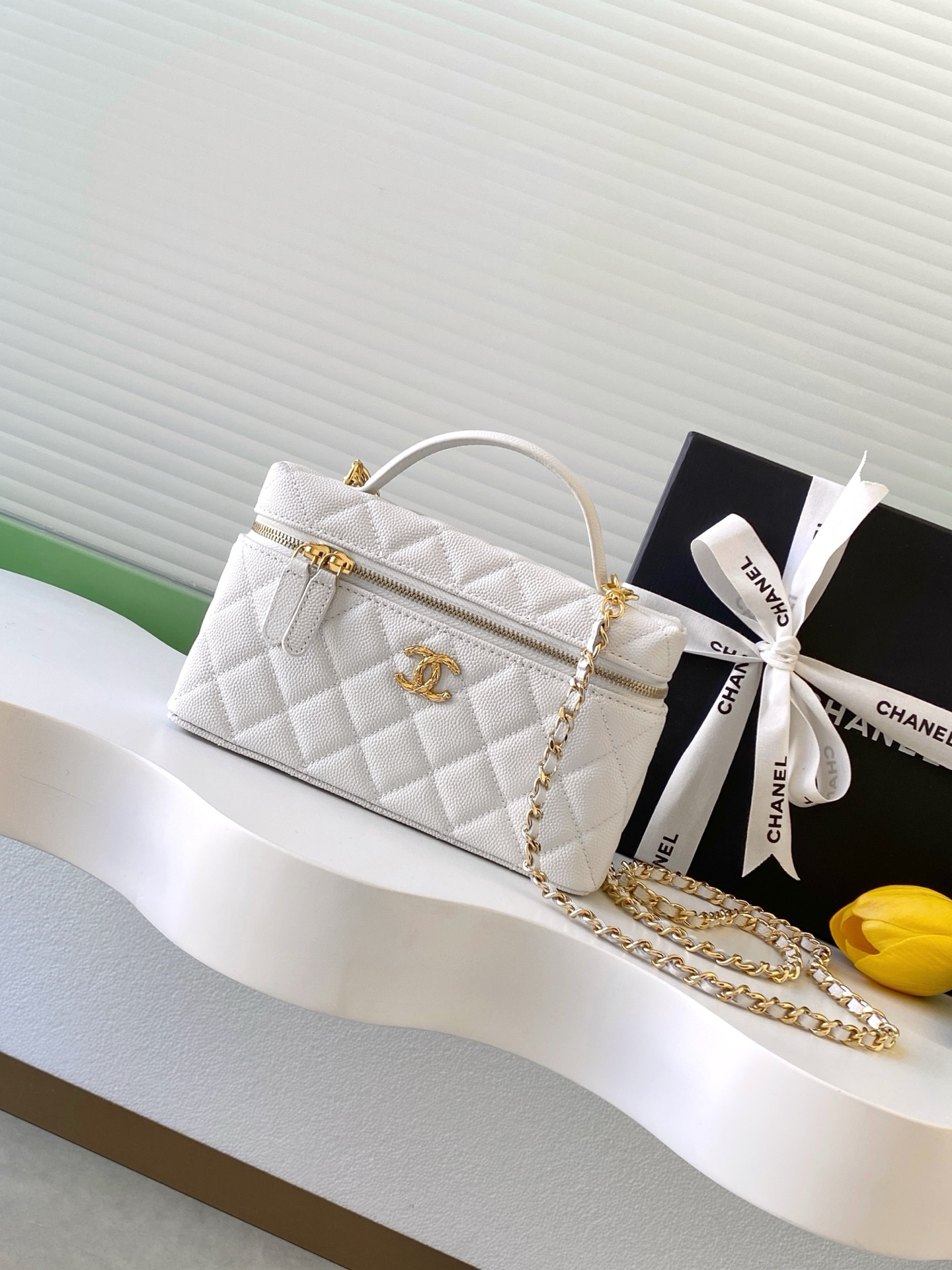 Chanel Basic Bag Cow Leather White L