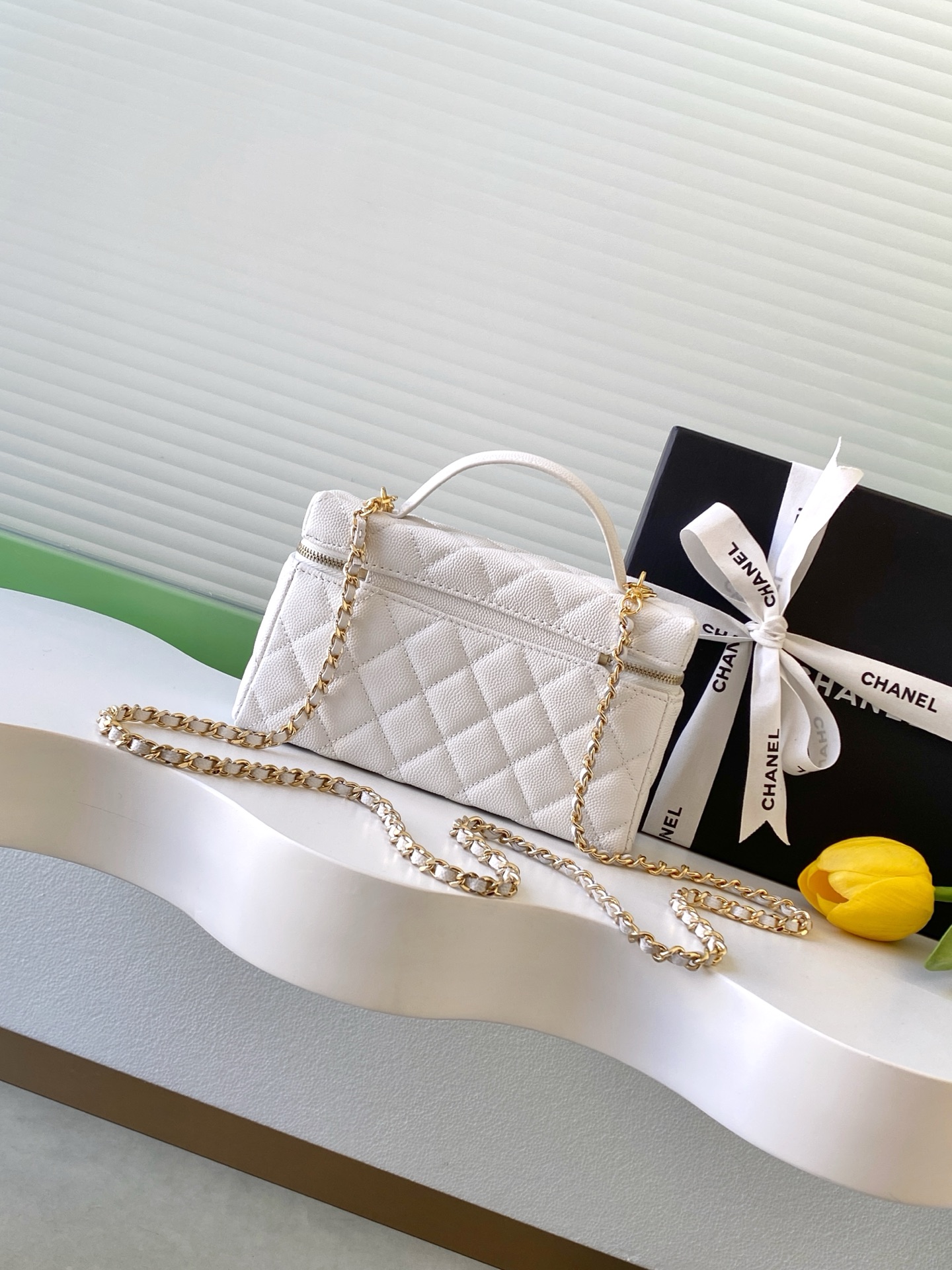 Chanel Basic Bag Cow Leather White L