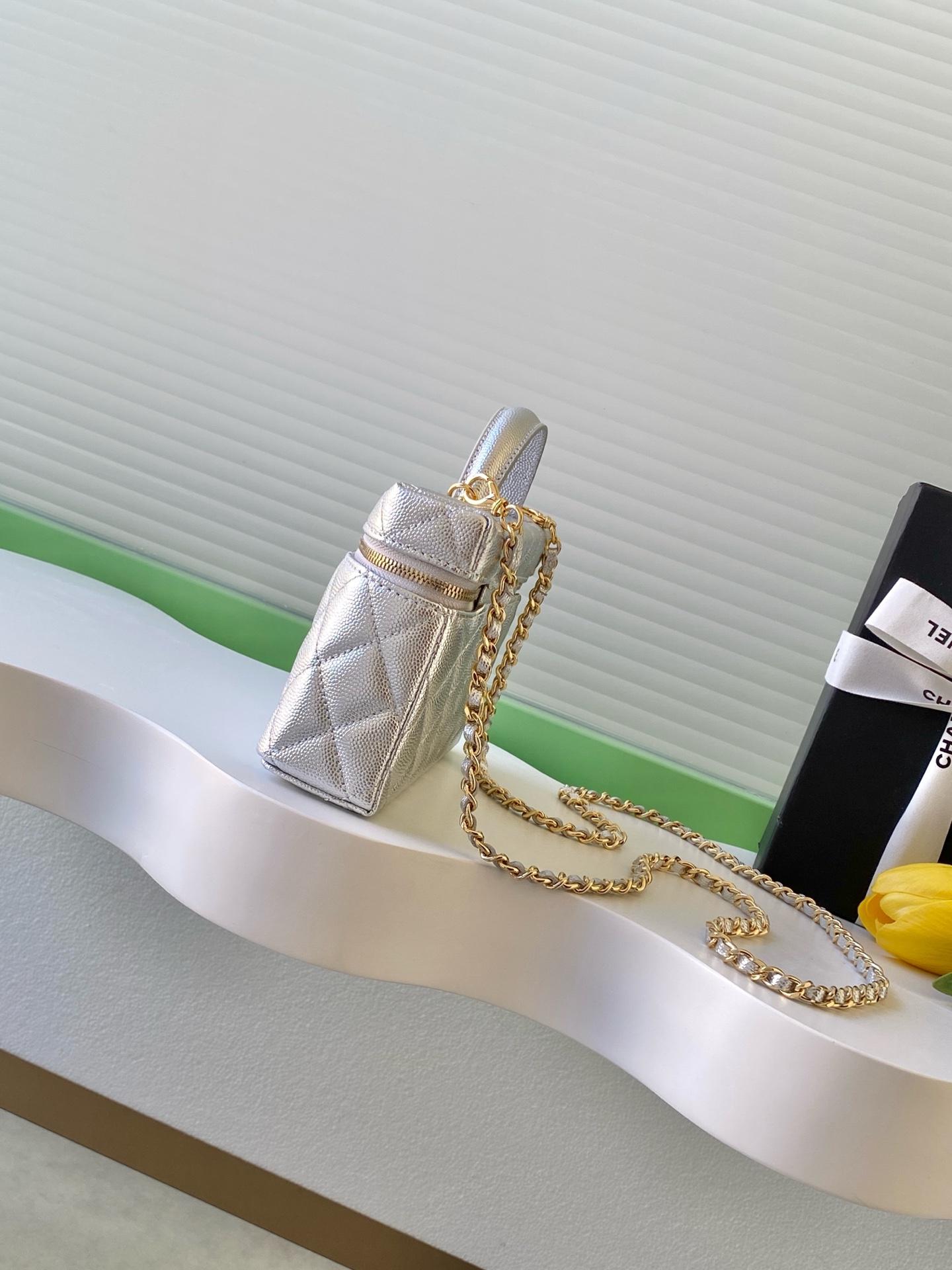 Chanel Basic Bag Cow Leather Silver L