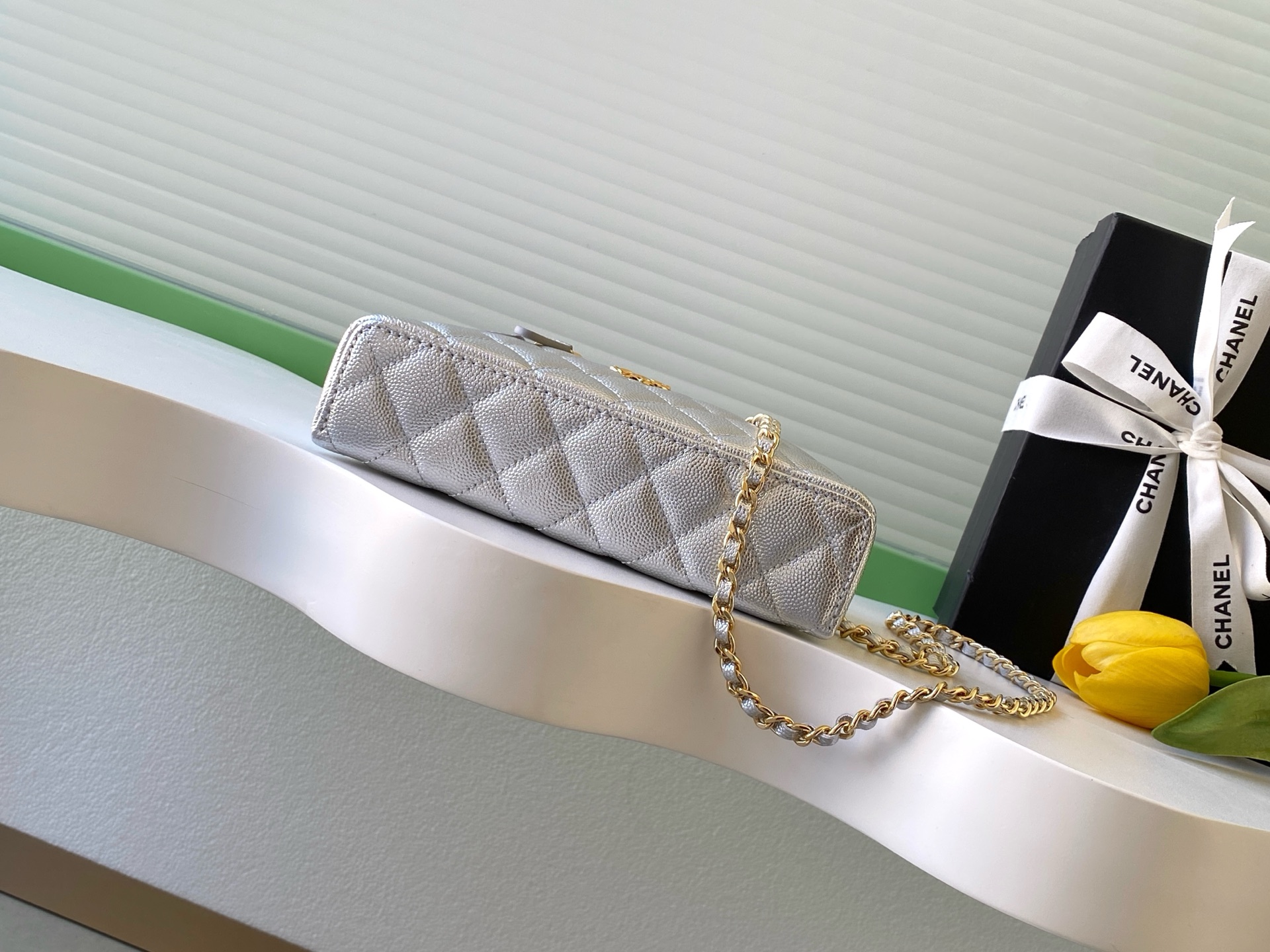 Chanel Basic Bag Cow Leather Silver L