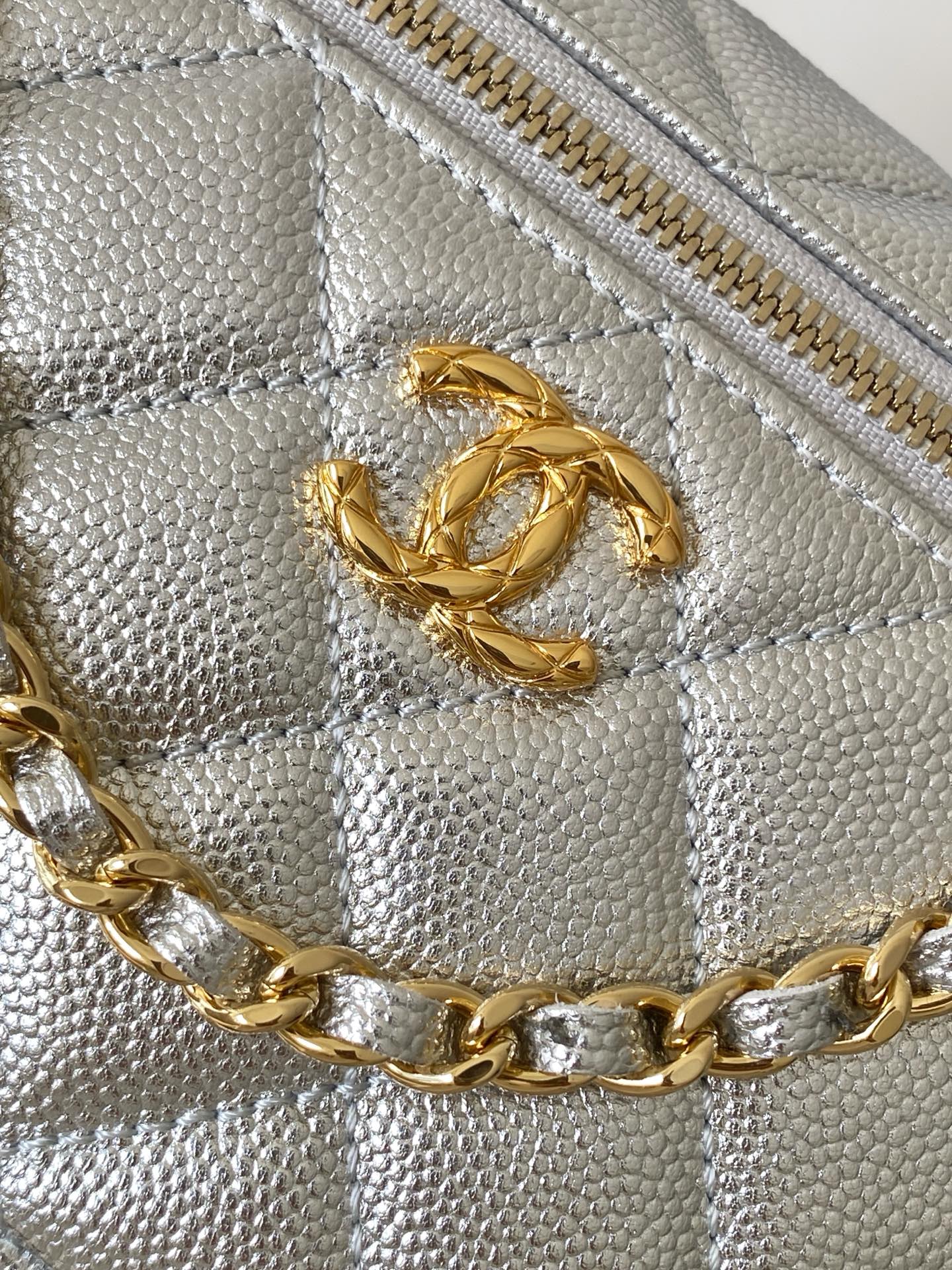 Chanel Basic Bag Cow Leather Silver L