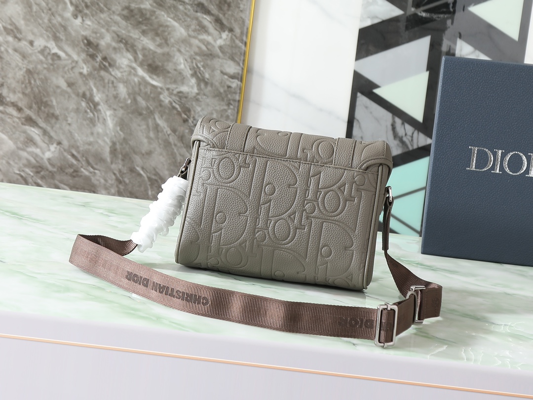 Dior Messenger Bag Cow Leather Gray L-s-333l