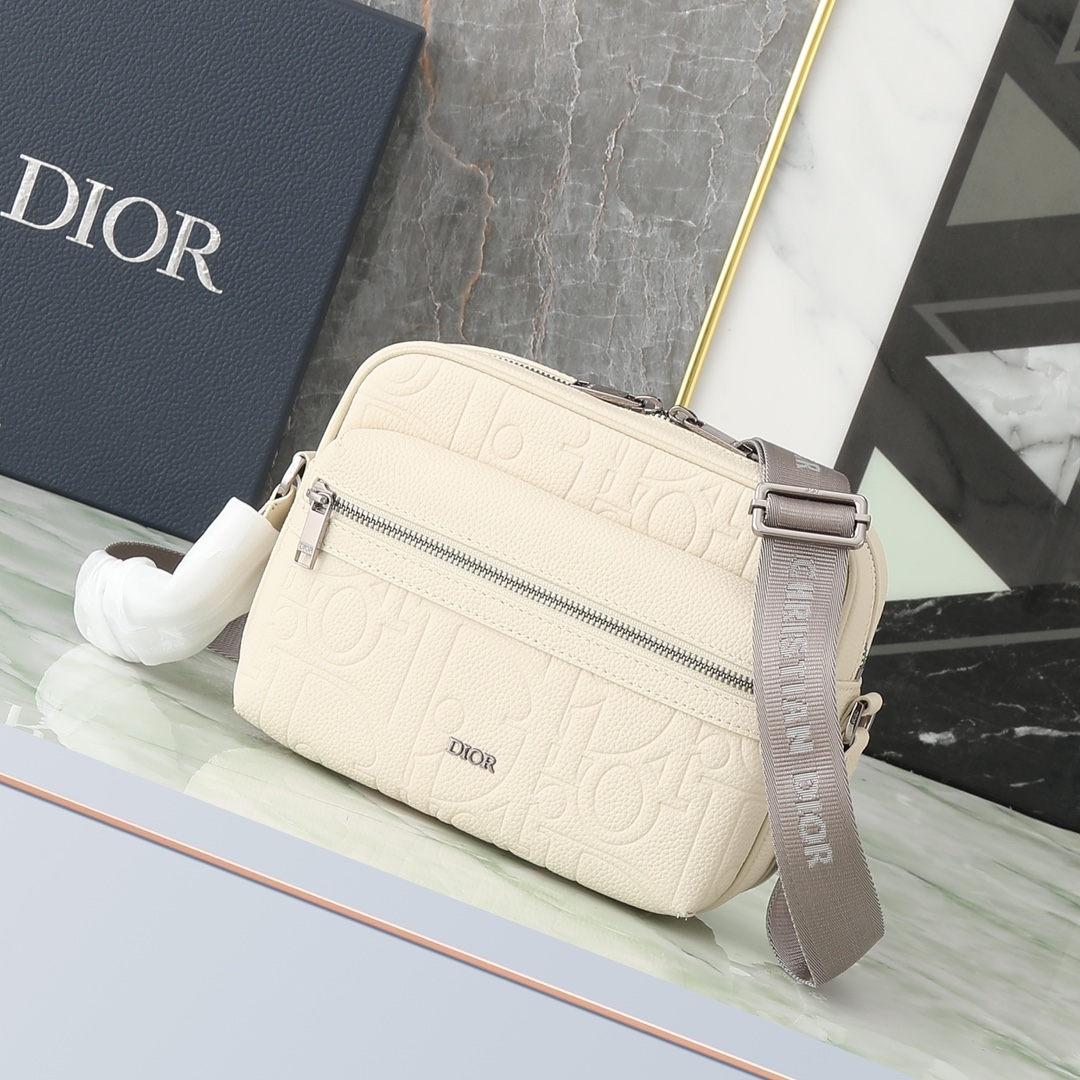 Dior Messenger Bag Cow Leather Beige L-s-340l
