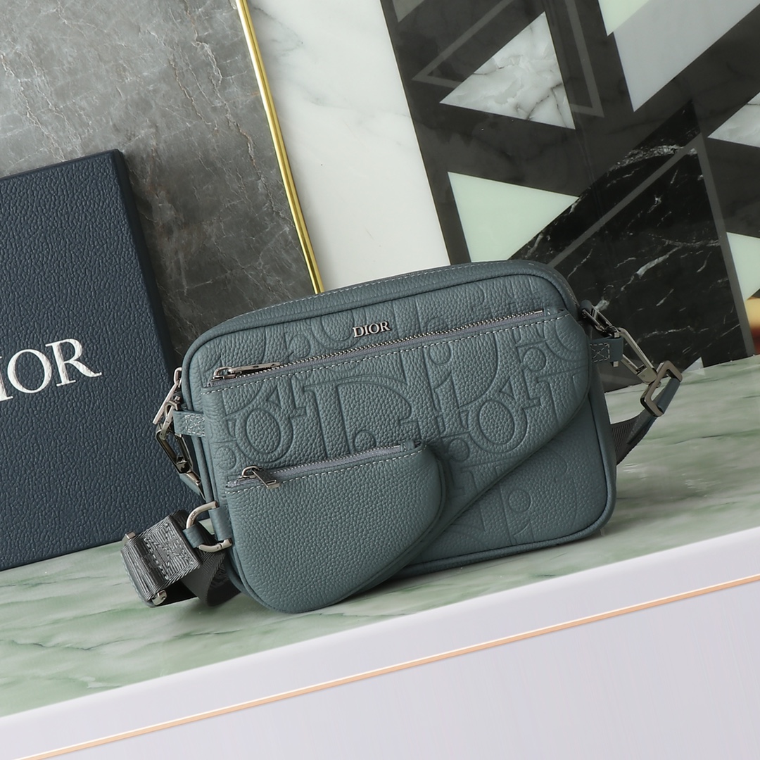 Dior Clutch Bag Cow Leather Gray L-s-276l
