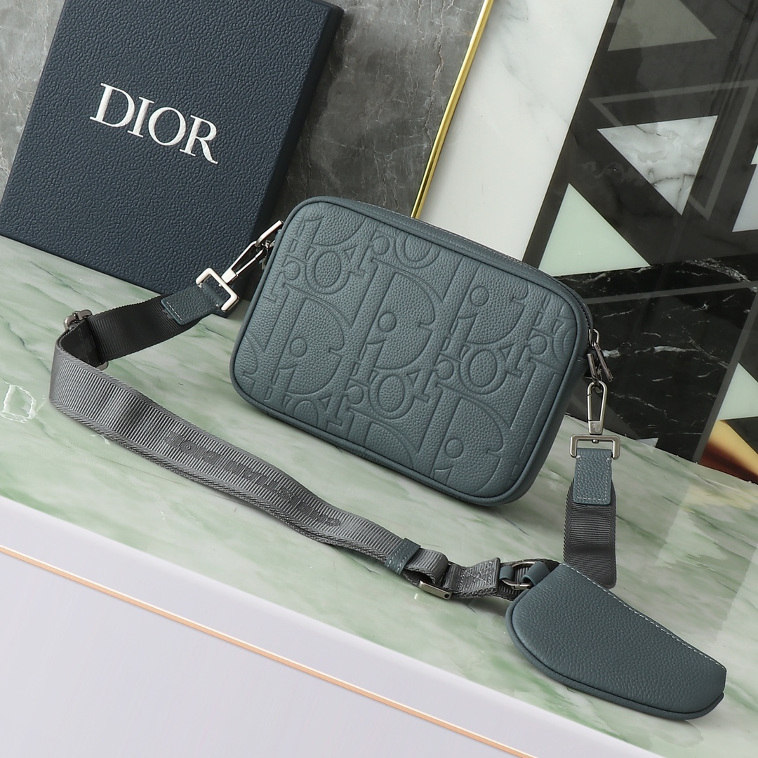 Dior Clutch Bag Cow Leather Gray L-s-276l