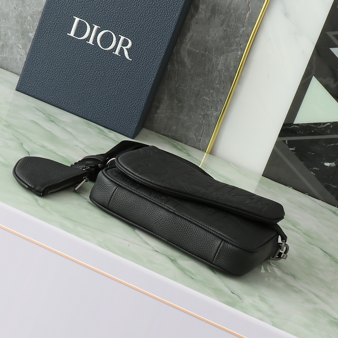 Dior Clutch Bag Cow Leather Black L-s-276l
