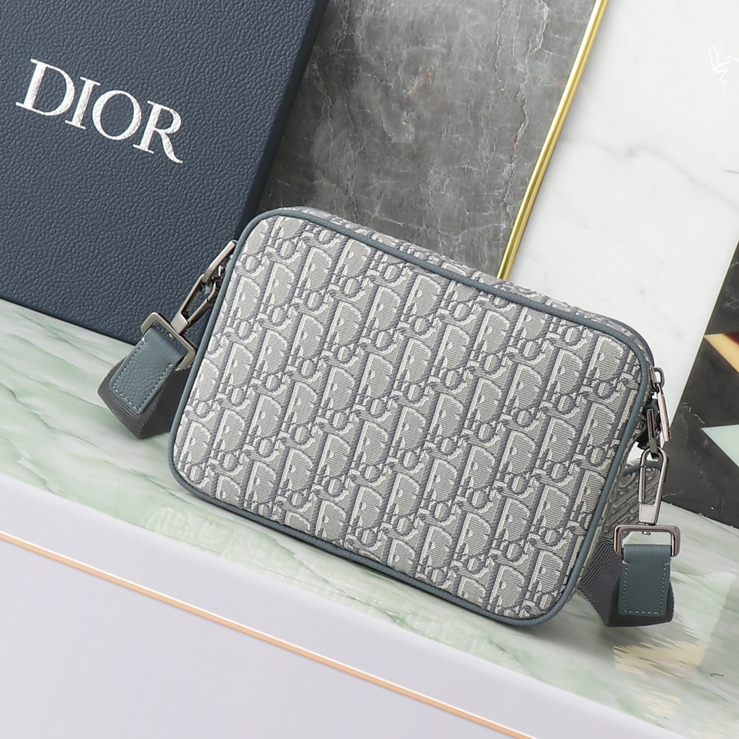 Dior Clutch Bag Nylon Gray L-s