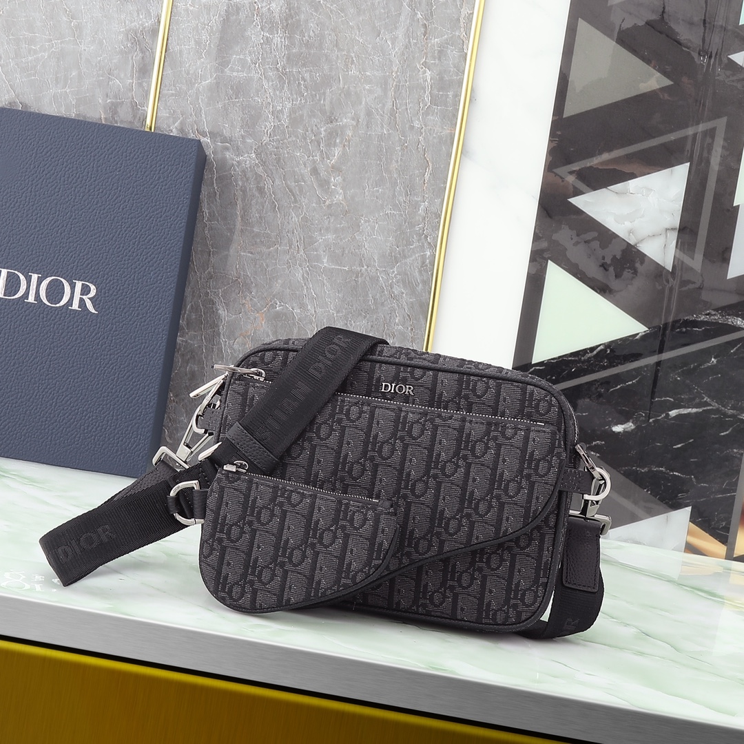 Dior Clutch Bag Nylon Black L-s
