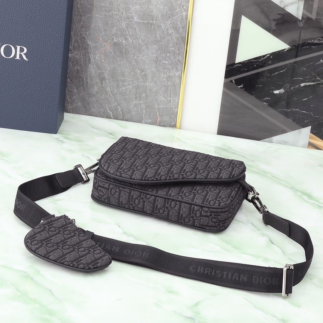 Dior Clutch Bag Nylon Black L-s