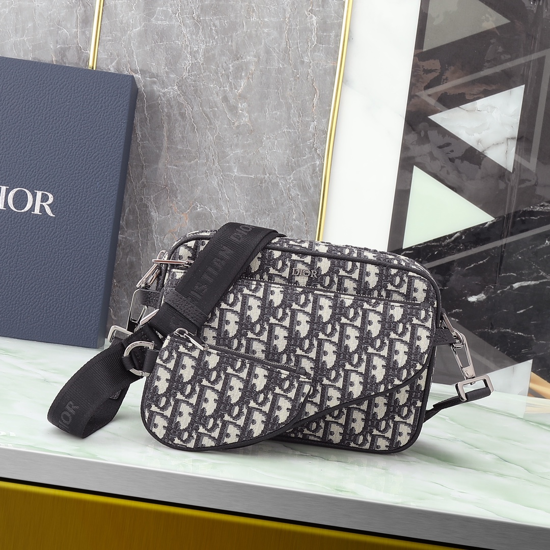 Dior Clutch Bag Nylon Beige L-s