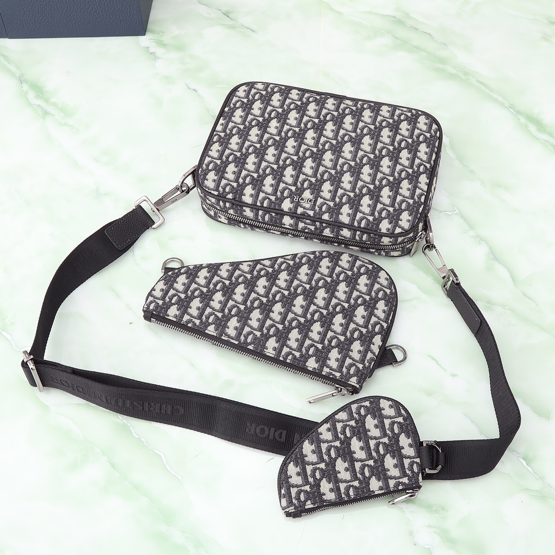 Dior Clutch Bag Nylon Beige L-s