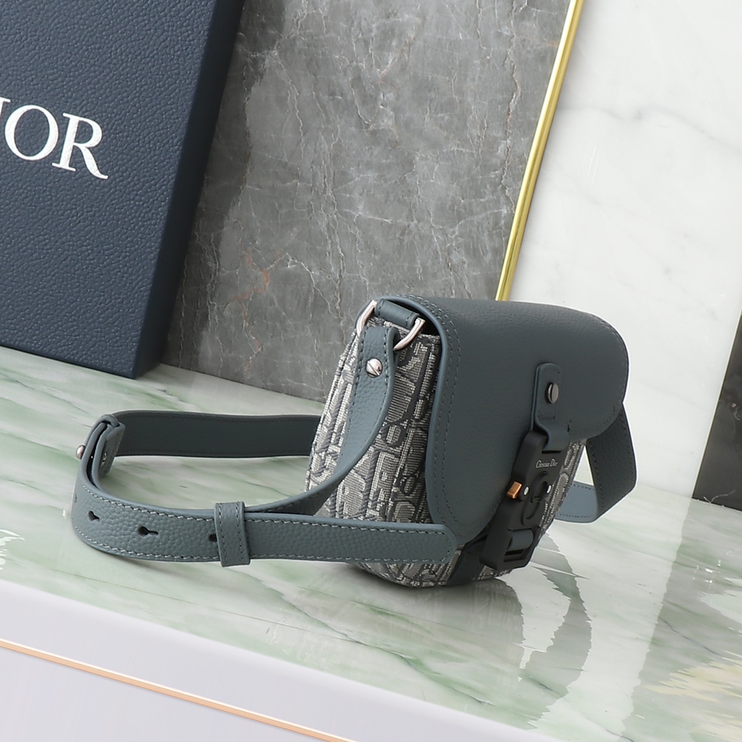 Dior Messenger Bag Cow Leather Gray Mini Size L-s